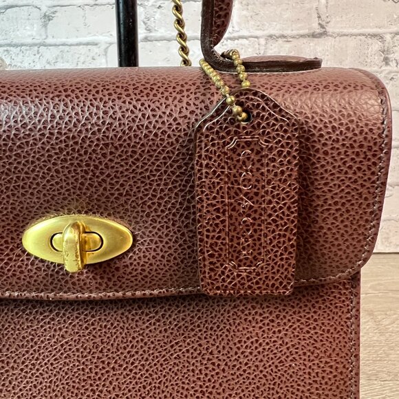 Coach Gracie Mini Size Brown Pebbled Leather Top Handle Bag Classic Formal - Picture 4 of 8
